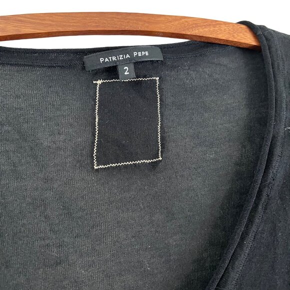 Patrizia Pepe Womens Black Wool Lightweight Long Sleeve Cardigan Sweater Size M - Picture 3 of 6